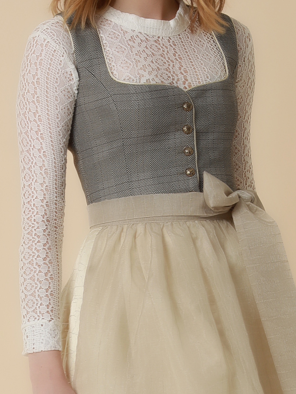 Pinkes Samt Dirndl in Grau