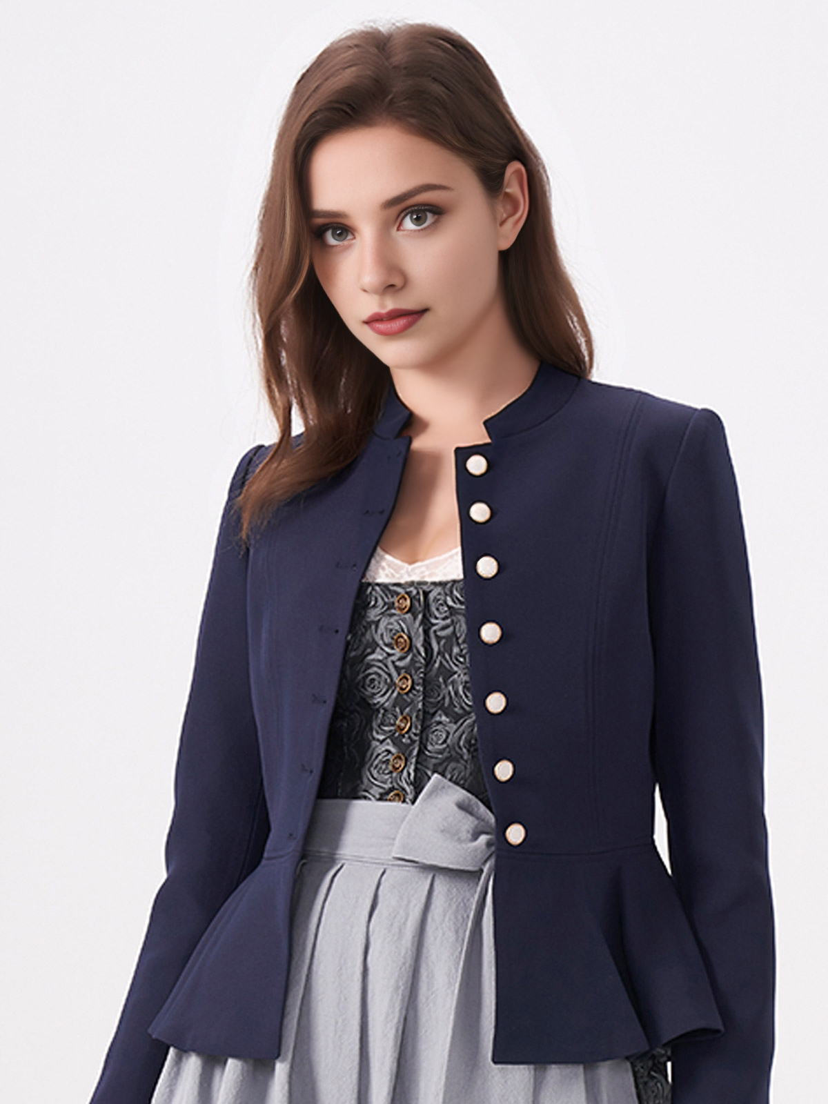 Dirndl aus Samt in Marineblau