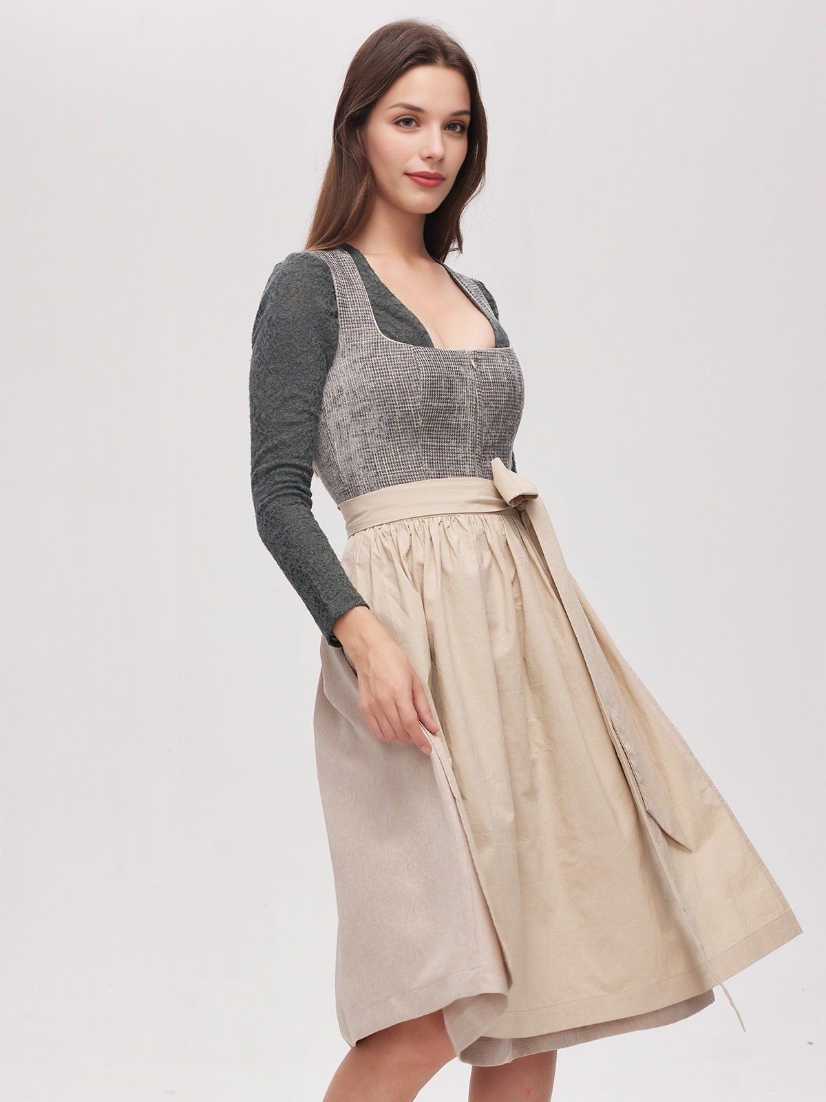 Dirndl dunkelgrün samt
