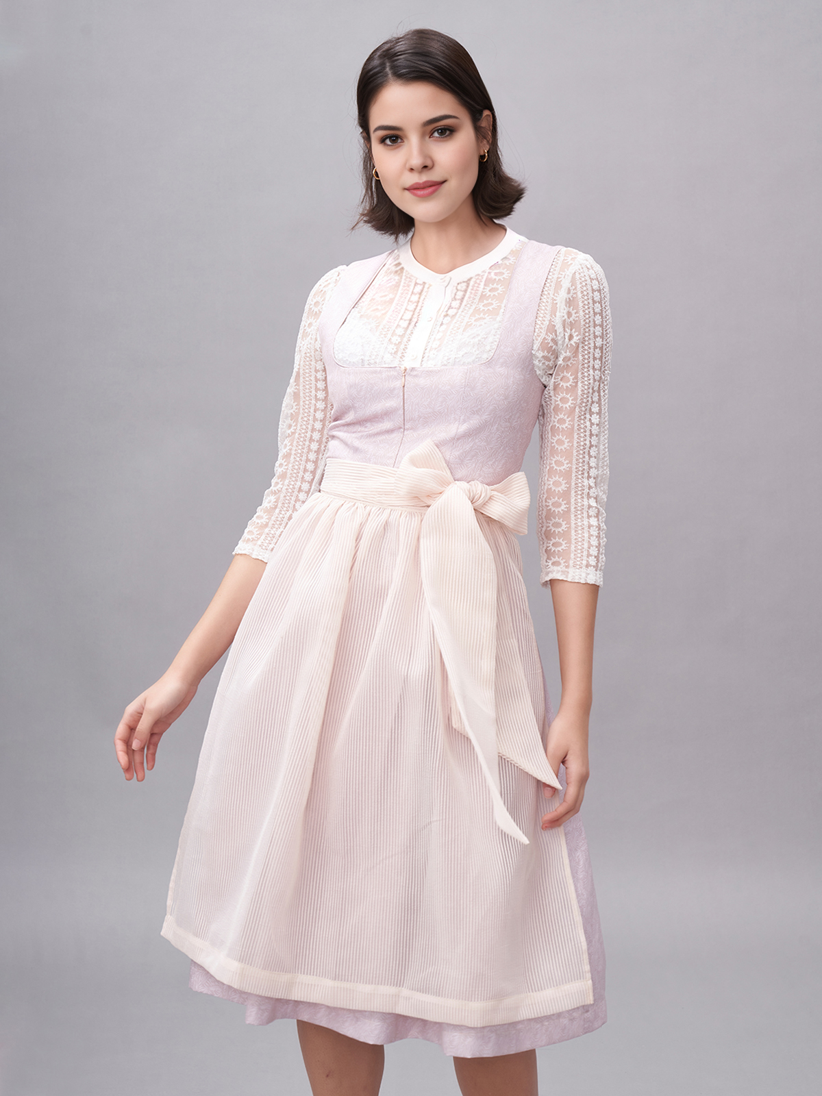 Dirndlbluse mit V-Ausschnitt in Rosa