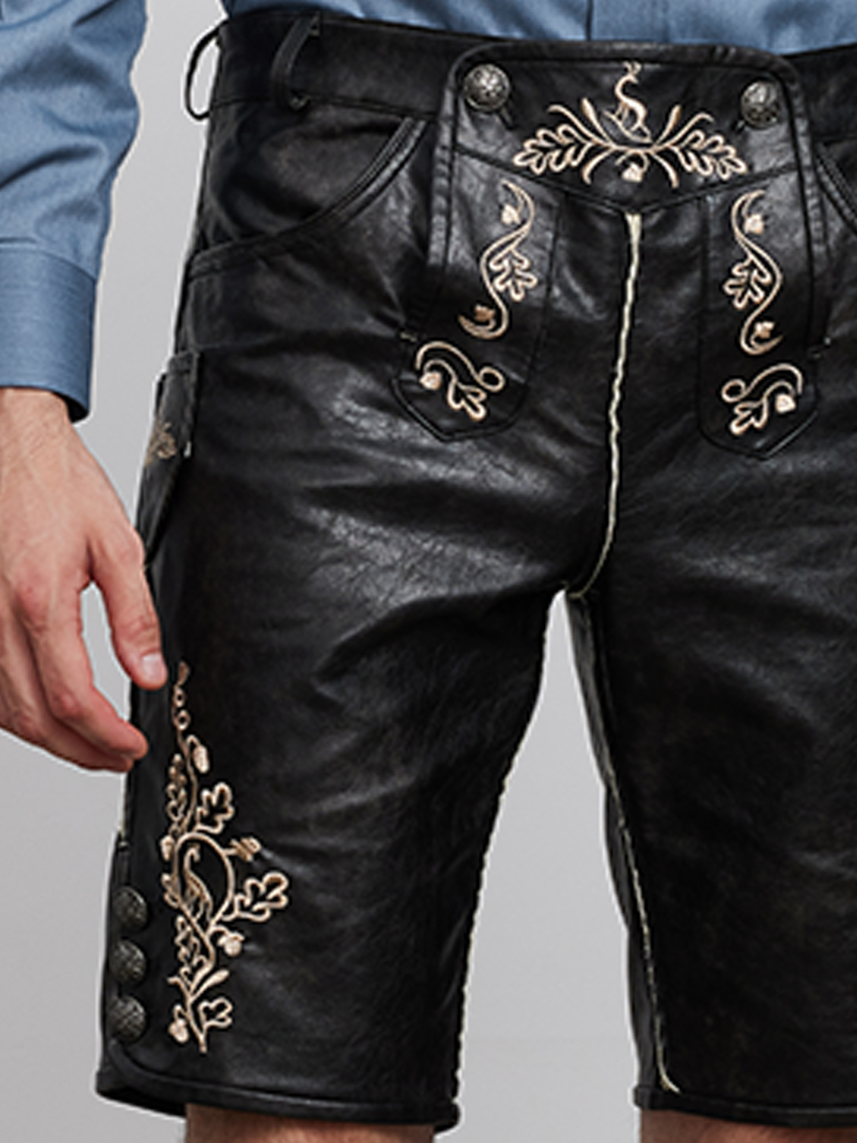 Blau Braunes Dirndl mit Lederhose